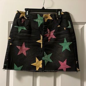 Mardi Gras Color Star Denim Skirt